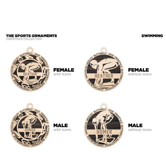 Personalized SWIMMING SWIMMER Ornament Male or Female Custom Name Gift - Picture 2 of 2